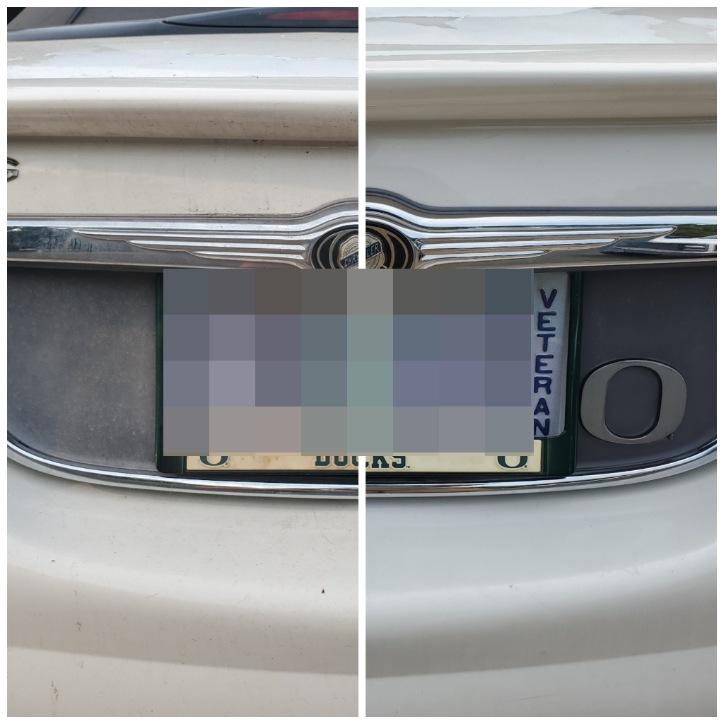 The sun had bleached the trim near the rear license plate. We took care of that